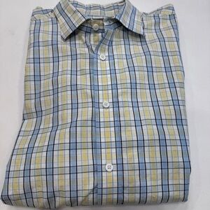 Vineyard Vines Baron Shirt Men’s Blue, green & white Plaid Button Up Sz XXL